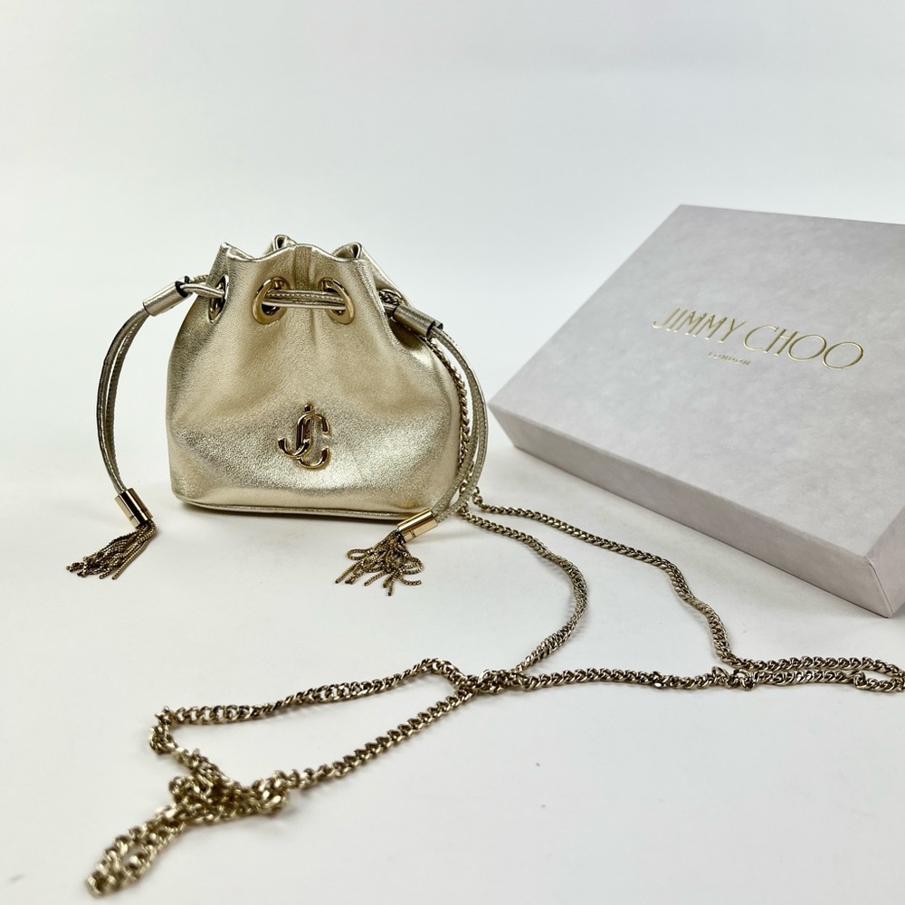 Jimmy Choo Champagne Mini Drawstring Bag